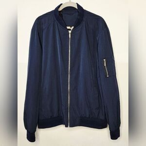 Men's Vogue FS navy blue lightweight, zippered, bomber jacket Size Large